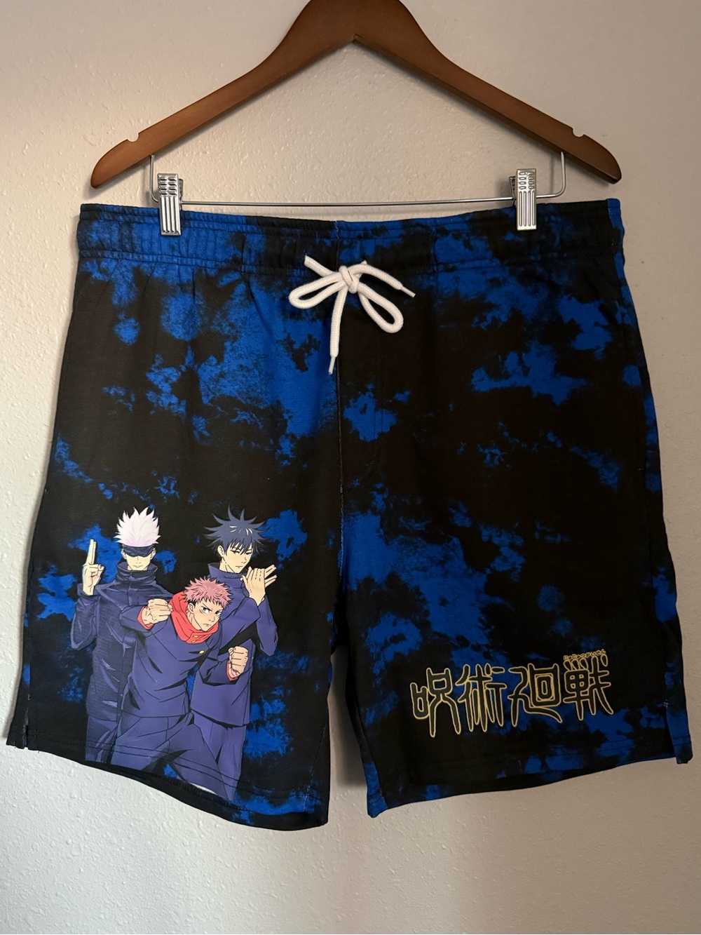 Hot Topic Jujutsu Kaisen Tie Dye Anime Shorts Black Blue Large New